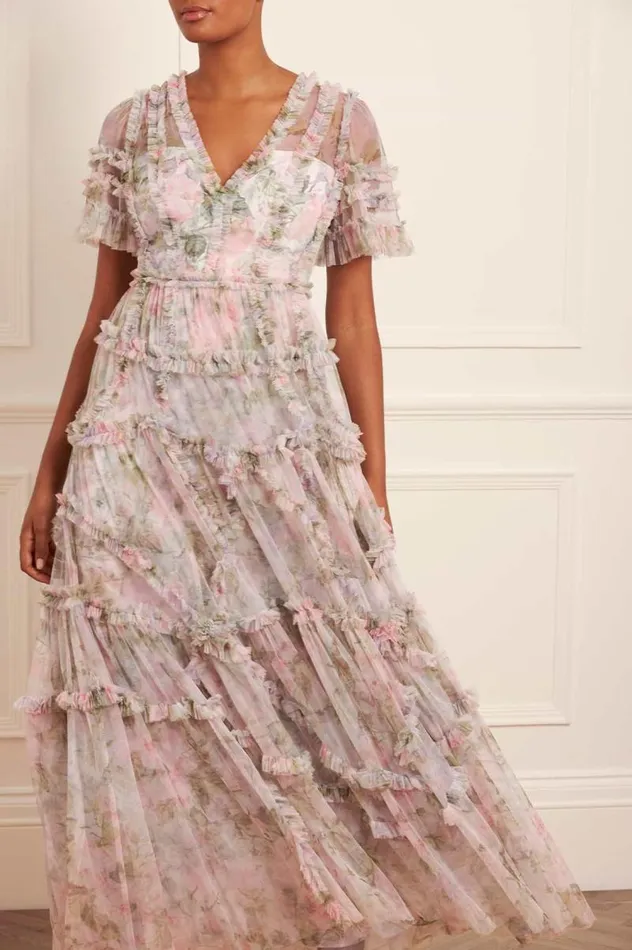 Needle and Thread Dresses Rose Powder Ruffle Gown Multi 8211 Women