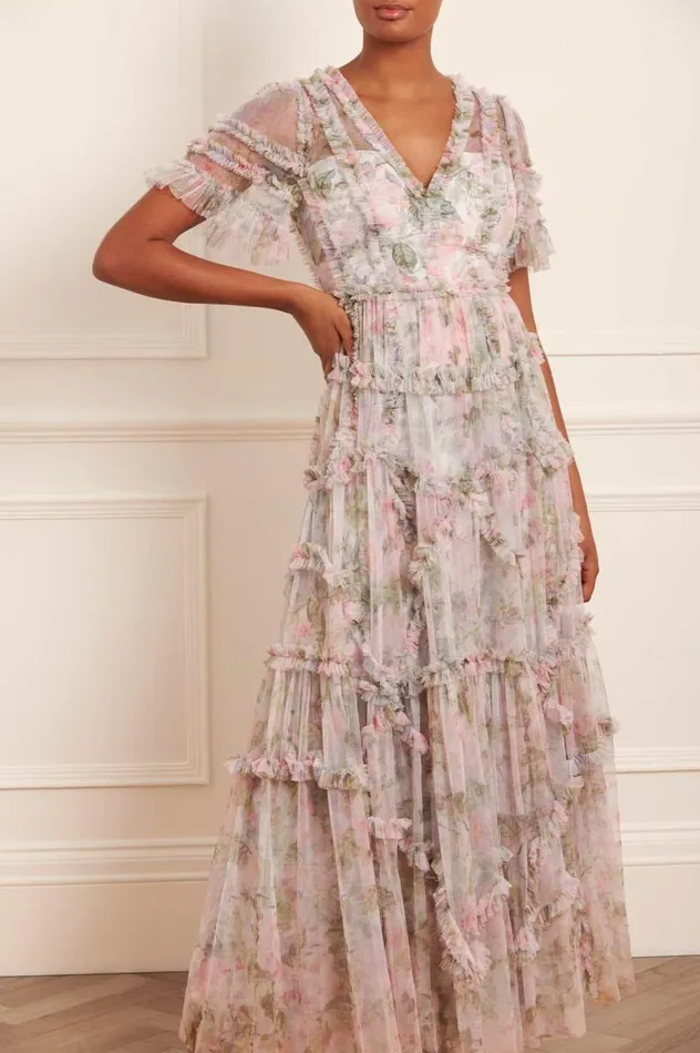 Needle and Thread Dresses Rose Powder Ruffle Gown Multi 8211 Women
