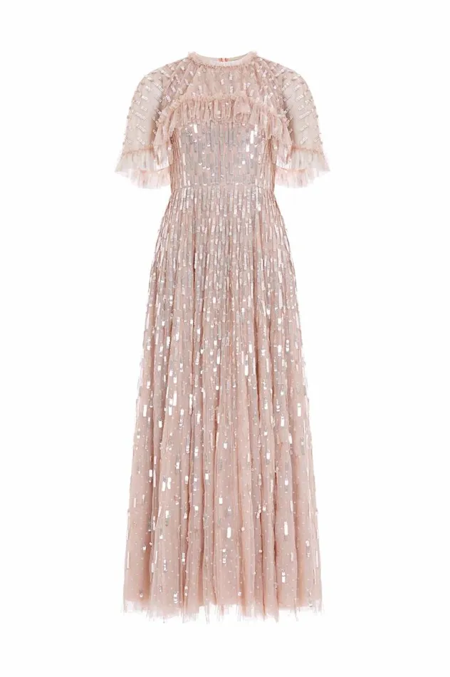Needle and Thread Dresses Sequin Dash Cape Ankle Gown Beige 8211 Women