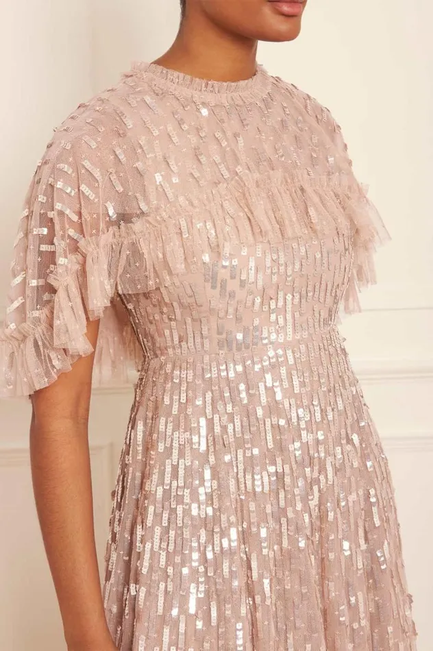 Needle and Thread Dresses Sequin Dash Cape Ankle Gown Beige 8211 Women