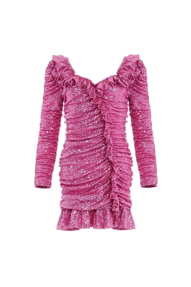 Needle and Thread Dresses Sunbeam Rouched Long Sleeve Micro Mini Dress Pink 8211 Women