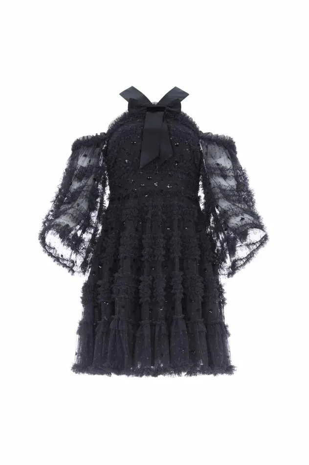 Needle and Thread Dresses Vivian Off Shoulder Micro Mini Dress Black 8211 Women