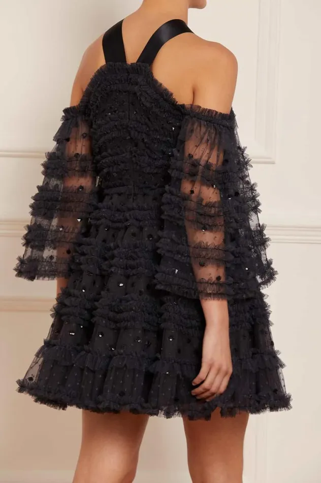 Needle and Thread Dresses Vivian Off Shoulder Micro Mini Dress Black 8211 Women