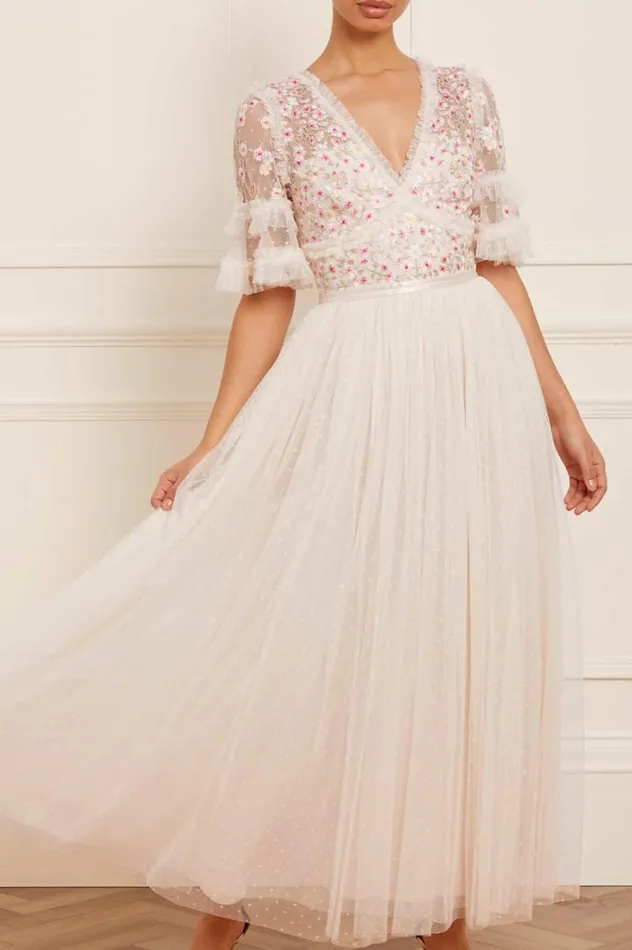 Needle and Thread Dresses Wildflower Ditsy Bodice Ankle Gown Champagne 8211 Women