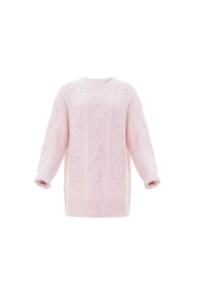 Needle and Thread Exclusives Sylvie Cable Longline Jumper Pink 8211 Women