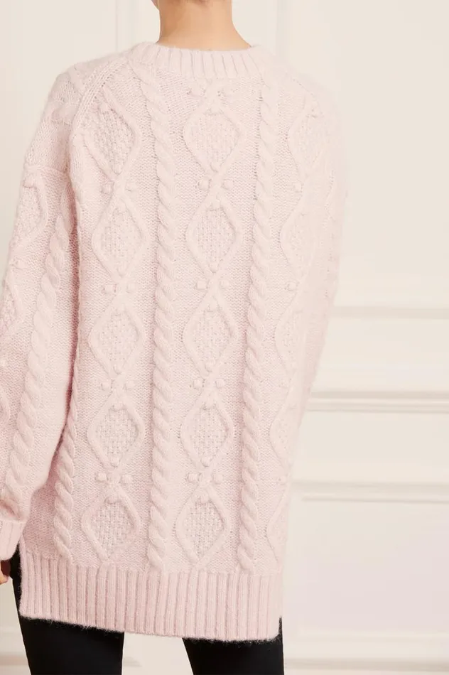 Needle and Thread Exclusives Sylvie Cable Longline Jumper Pink 8211 Women