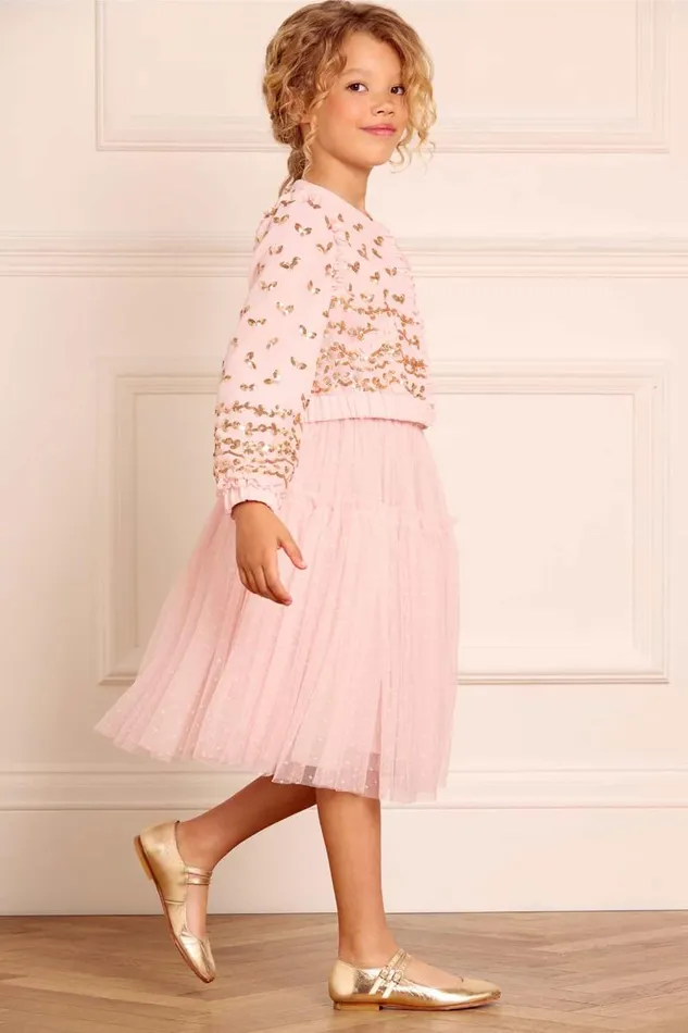 Needle and Thread Kids Daywear Emily Lace Georgette Bomber Jacket Pink 8211 Kids