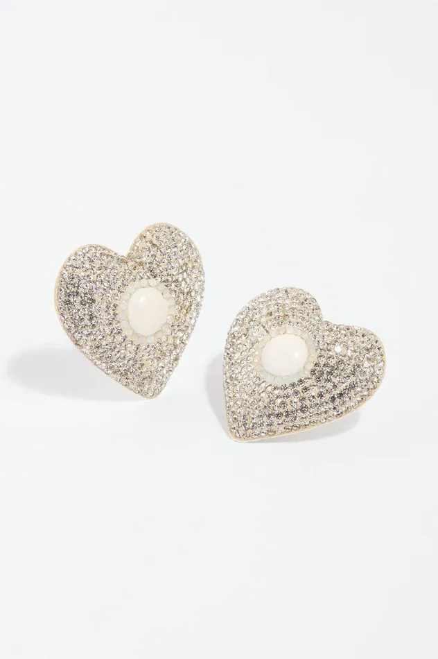 Needle and Thread Wedding Wardrobe Loveheart Crystal Stud Earrings Silver 8211 Women