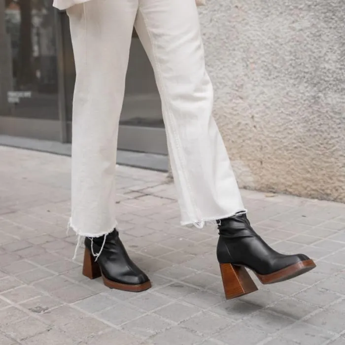 ngel Alarcn Boots Woman MANAGUA 8211 Elastic Socktype Boots With High Geometric Heels