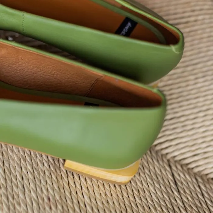 ngel Alarcn Flat Shoes Woman NACORA 8211 Leather Pointed Toe Flat With Beige Carey Trim And Heel