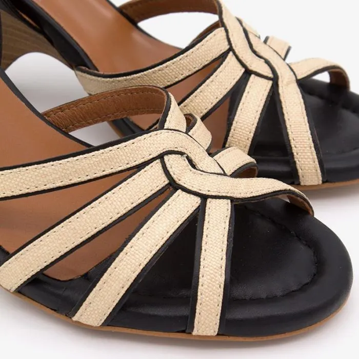 ngel Alarcn Sandals Woman KAREN 8211 Raffia And Leather Ankle Strap Strappy Sandal