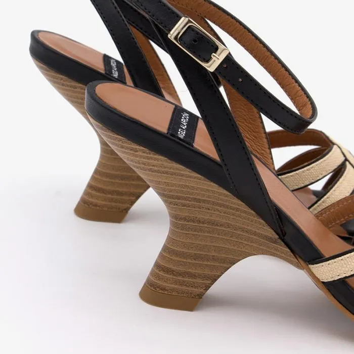 ngel Alarcn Sandals Woman KAREN 8211 Raffia And Leather Ankle Strap Strappy Sandal