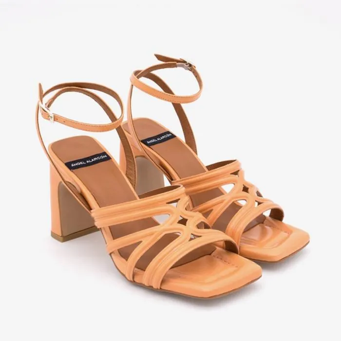 ngel Alarcn Sandals Woman PANNE 8211 Shiny Leather Ankle Strap Heeled Sandals