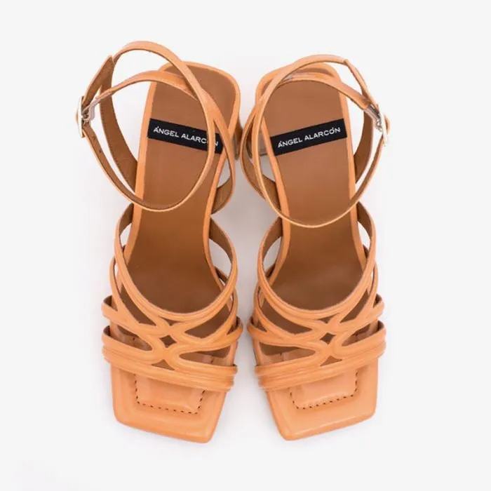 ngel Alarcn Sandals Woman PANNE 8211 Shiny Leather Ankle Strap Heeled Sandals