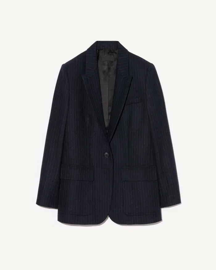 Nili Lotan BRITTAN BLAZER Midnight Pinstripes Women Jackets and Blazers
