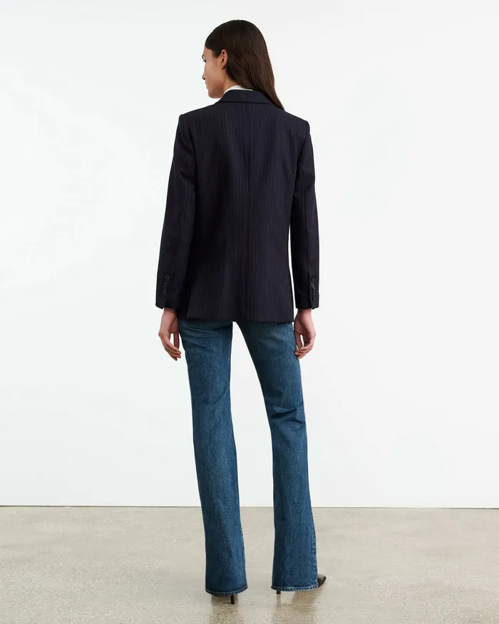 Nili Lotan BRITTAN BLAZER Midnight Pinstripes Women Jackets and Blazers