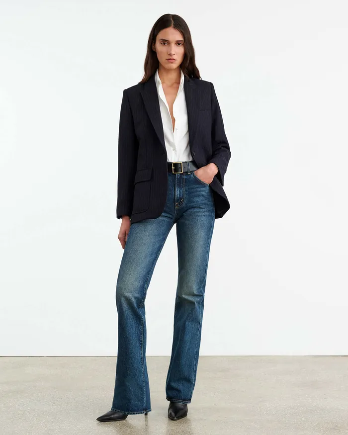 Nili Lotan BRITTAN BLAZER Midnight Pinstripes Women Jackets and Blazers