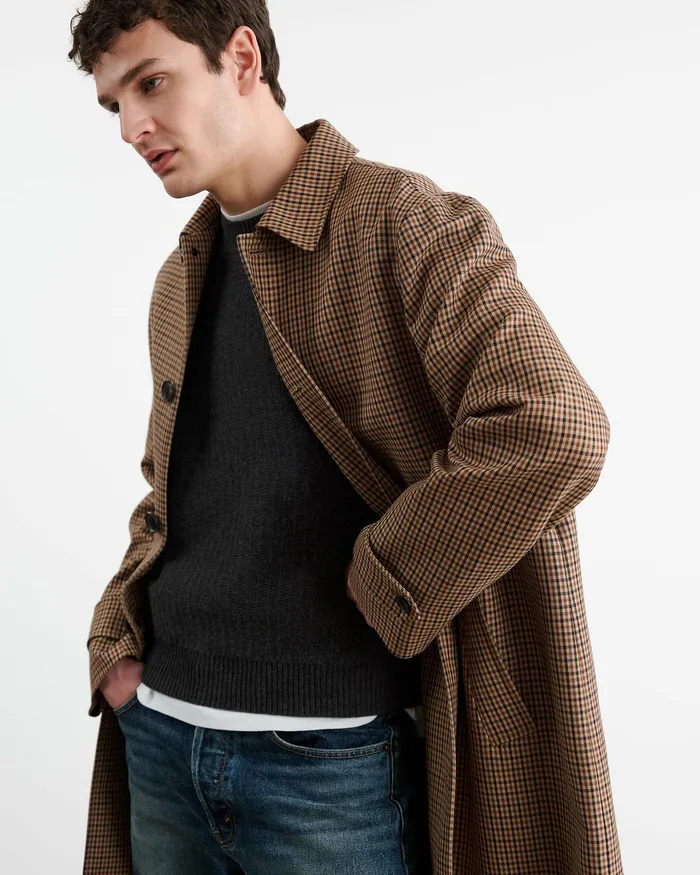 Nili Lotan Jackets and Coats Men HEDI DUSTER COAT BeigeBrown Houndstooth