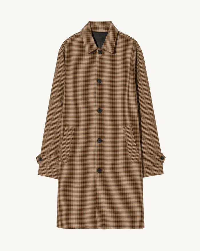 Nili Lotan Jackets and Coats Men HEDI DUSTER COAT BeigeBrown Houndstooth