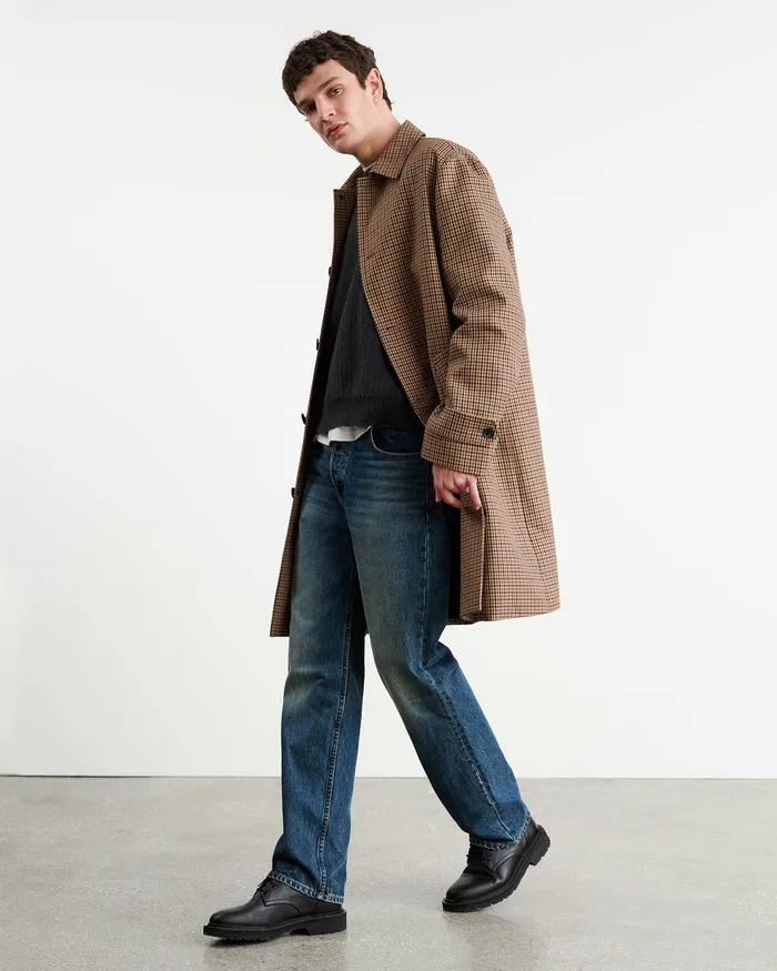 Nili Lotan Jackets and Coats Men HEDI DUSTER COAT BeigeBrown Houndstooth
