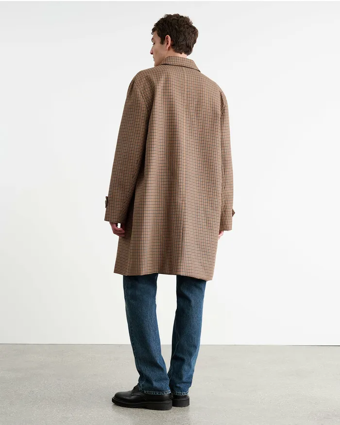 Nili Lotan Jackets and Coats Men HEDI DUSTER COAT BeigeBrown Houndstooth