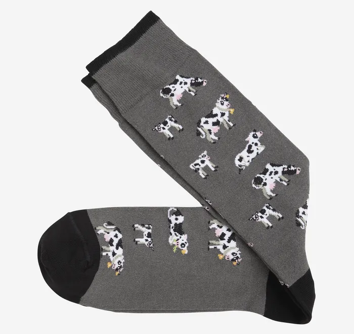 Novelty Socks Gray Cow Socks Johnston and Murphy Men