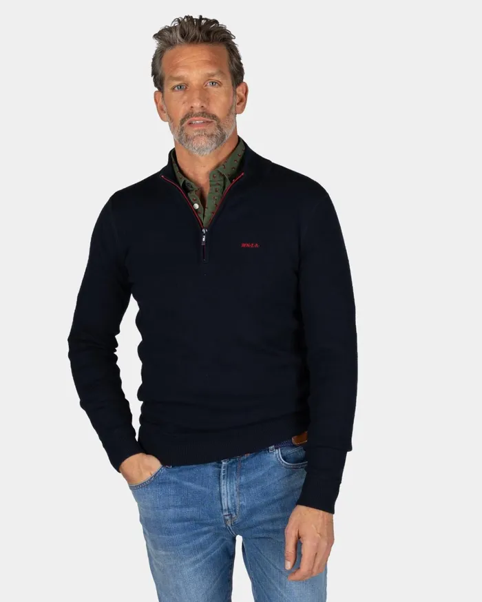 NZA New Zealand Auckland Knitwear Pullover With HalfZip In Dark Blue 8211 Winter Navy 8211 Men NZA New Zealand Auckland Knitwear Pullover With HalfZip In Dark Blue 8211 Winter Navy 8211 Men