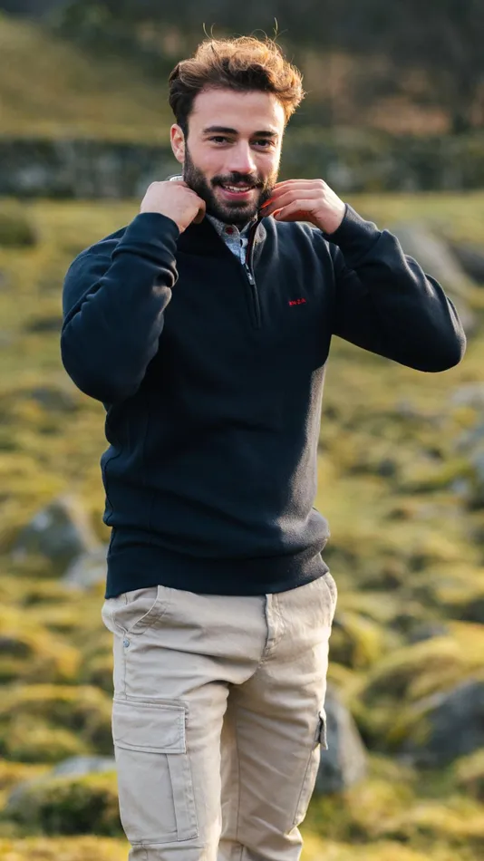 NZA New Zealand Auckland Knitwear Pullover With HalfZip In Dark Blue 8211 Winter Navy 8211 Men