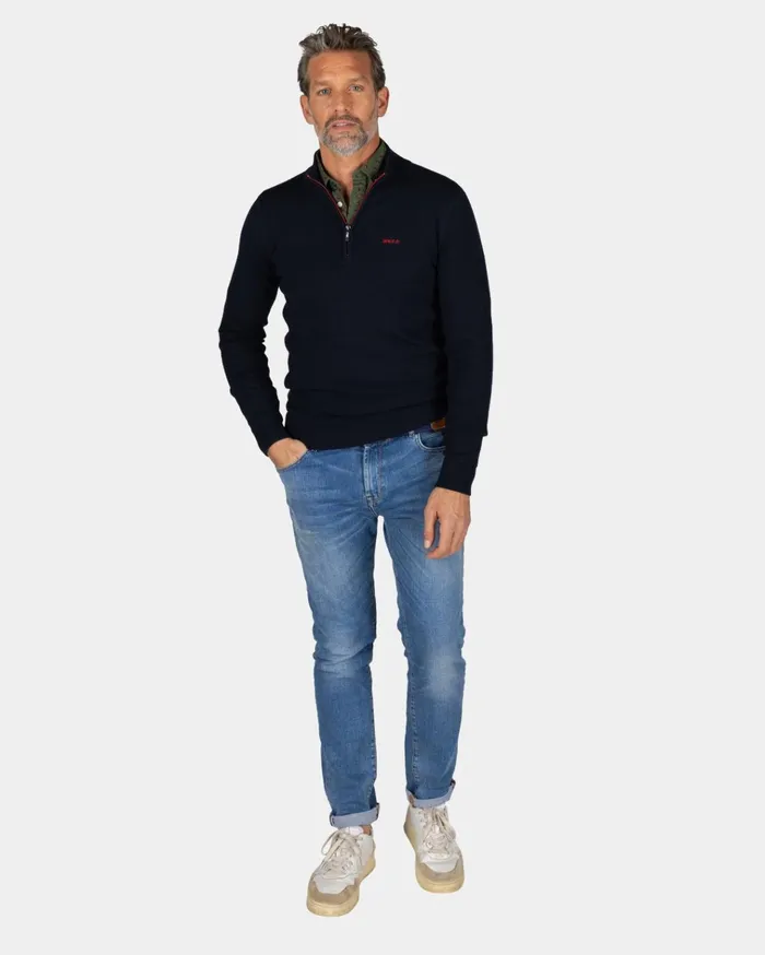 NZA New Zealand Auckland Knitwear Pullover With HalfZip In Dark Blue 8211 Winter Navy 8211 Men