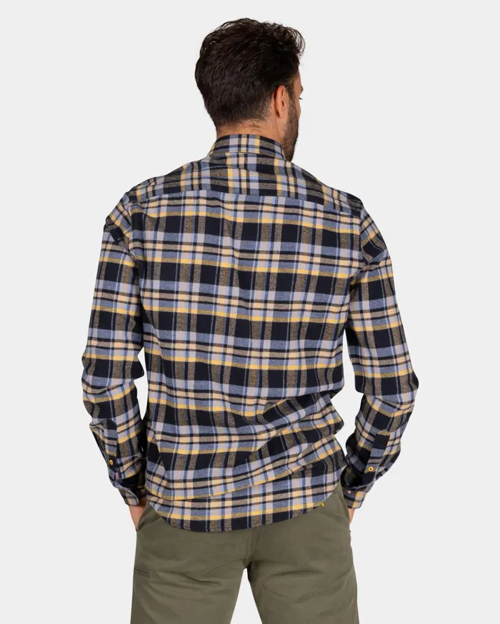 NZA New Zealand Auckland Shirts Blue Gray And Yellow Checkered Flannel Shirt 8211 Winter Navy 8211 Men NZA New Zealand Auckland Shirts Blue Gray And Yellow Checkered Flannel Shirt 8211 Winter Navy 8211 Men