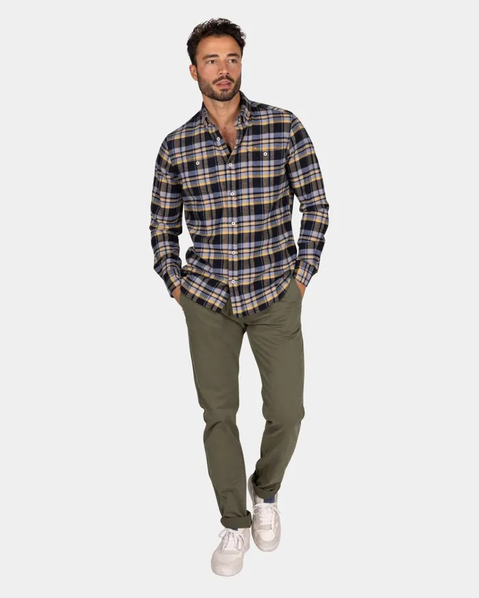 NZA New Zealand Auckland Shirts Blue Gray And Yellow Checkered Flannel Shirt 8211 Winter Navy 8211 Men NZA New Zealand Auckland Shirts Blue Gray And Yellow Checkered Flannel Shirt 8211 Winter Navy 8211 Men