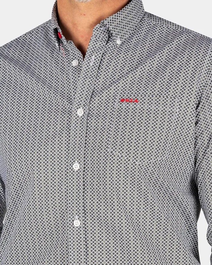 NZA New Zealand Auckland Shirts Dark Green Cotton Shirt With Elastane 8211 Gravel Green 8211 Men
