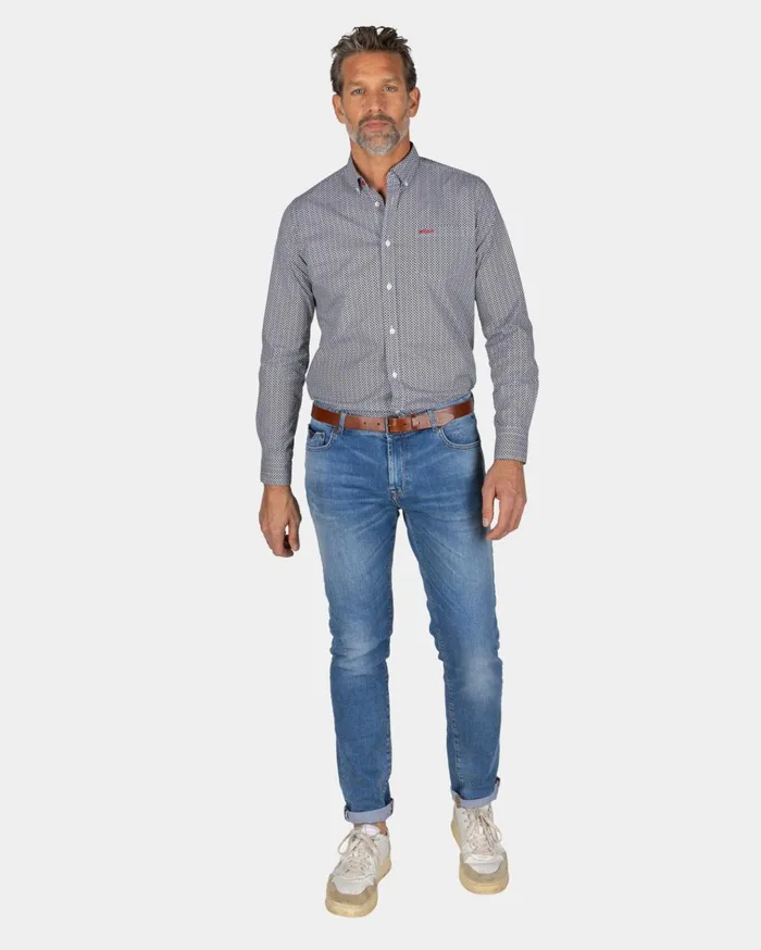 NZA New Zealand Auckland Shirts Dark Green Cotton Shirt With Elastane 8211 Gravel Green 8211 Men