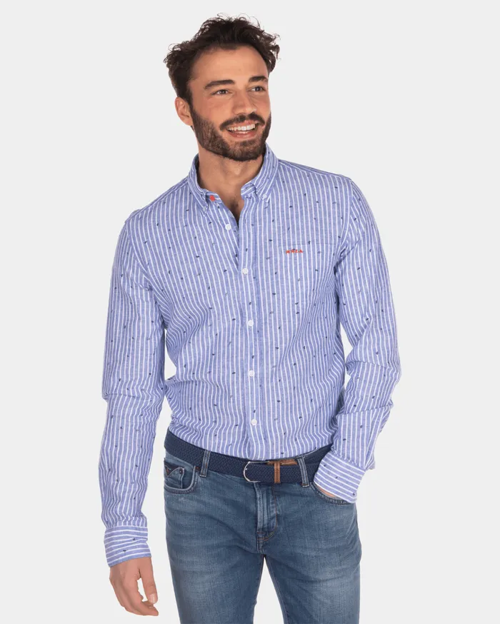 NZA New Zealand Auckland Shirts Linen And Cotton Shirt With Stripes 8211 Men