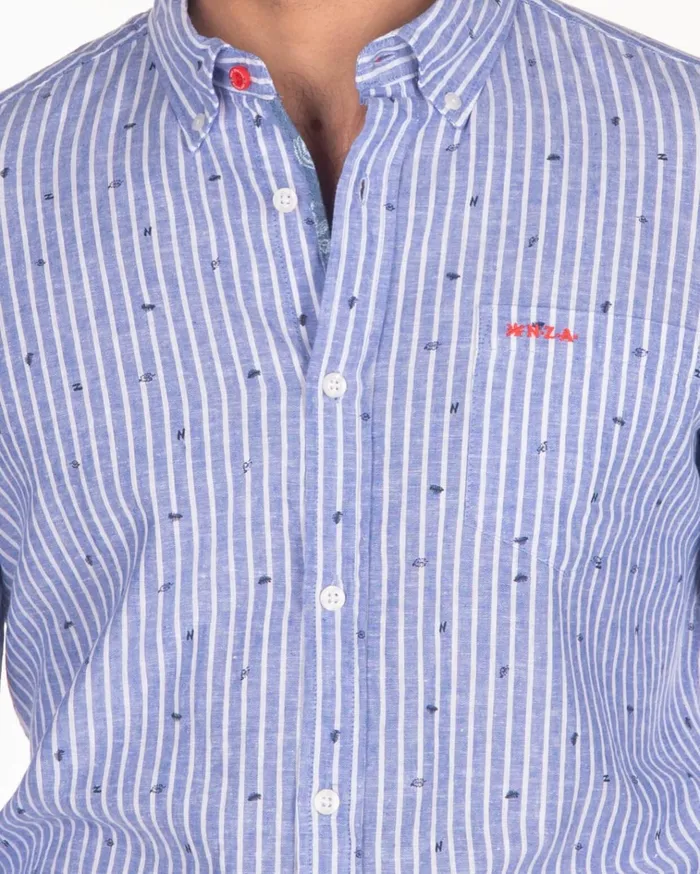 NZA New Zealand Auckland Shirts Linen And Cotton Shirt With Stripes 8211 Men