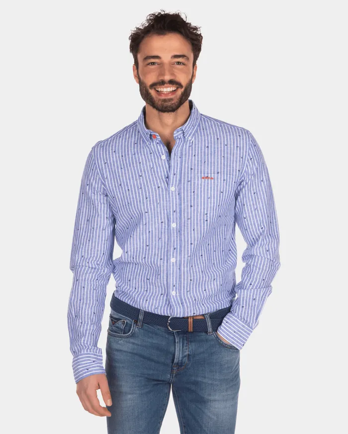 NZA New Zealand Auckland Shirts Linen And Cotton Shirt With Stripes 8211 Men