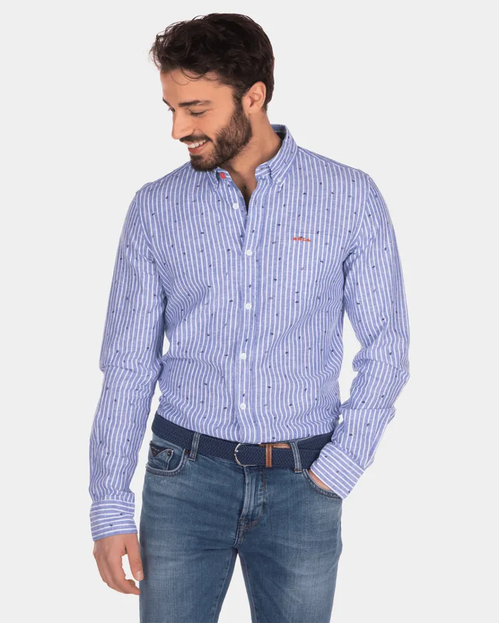 NZA New Zealand Auckland Shirts Linen And Cotton Shirt With Stripes 8211 Men