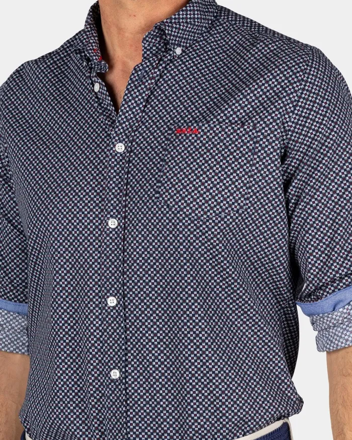 NZA New Zealand Auckland Shirts Navy Flannel Shirt With Print 8211 Winter Navy 8211 Men NZA New Zealand Auckland Shirts Navy Flannel Shirt With Print 8211 Winter Navy 8211 Men