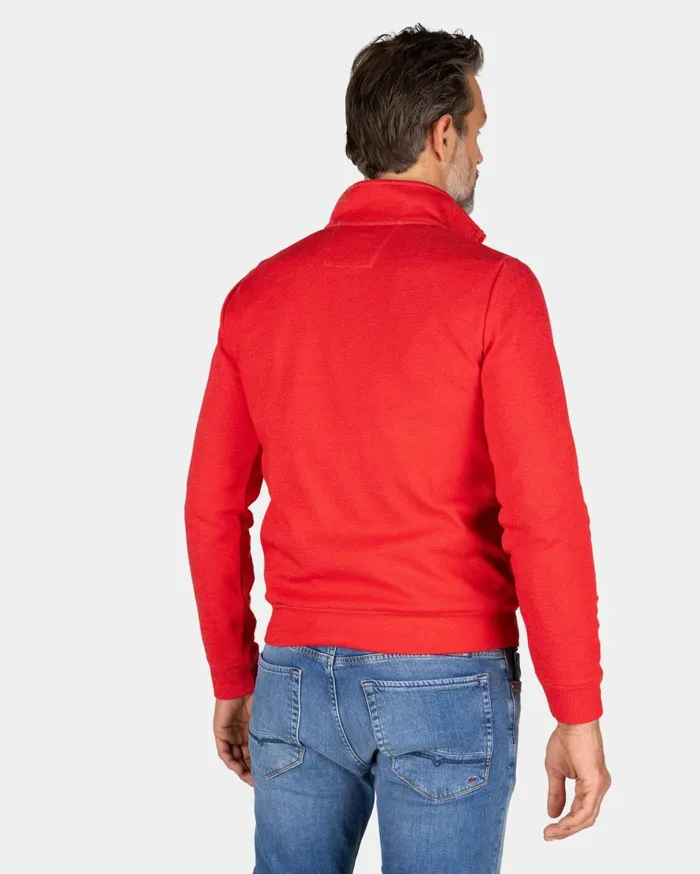 NZA New Zealand Auckland Sweatshirts Red Fleece Sweater With HalfZip 8211 Reef Red 8211 Men NZA New Zealand Auckland Sweatshirts Red Fleece Sweater With HalfZip 8211 Reef Red 8211 Men