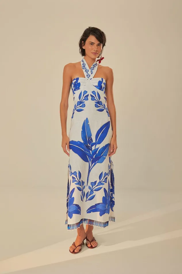 OffWhite Blue Yard Sleeveless Maxi Dress Women Farm Rio Maxi Dresses