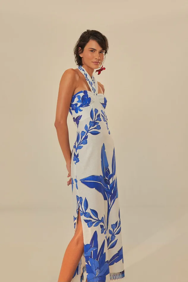 OffWhite Blue Yard Sleeveless Maxi Dress Women Farm Rio Maxi Dresses