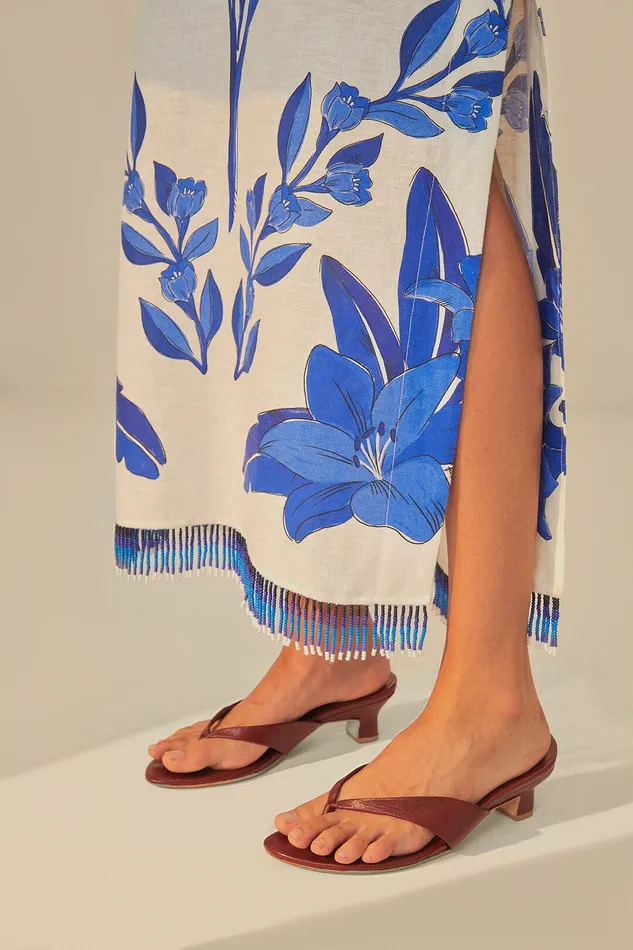 OffWhite Blue Yard Sleeveless Maxi Dress Women Farm Rio Maxi Dresses