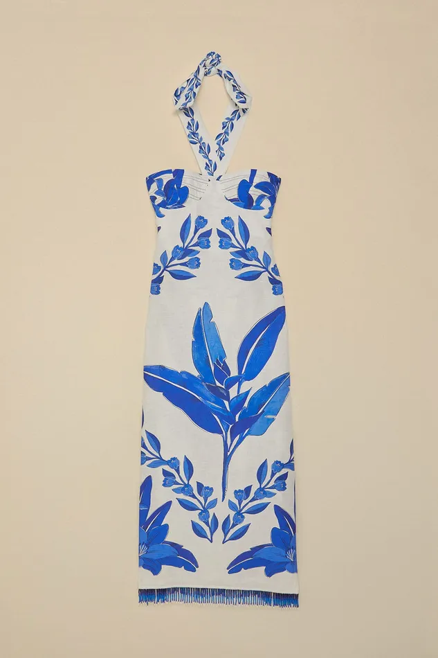 OffWhite Blue Yard Sleeveless Maxi Dress Women Farm Rio Maxi Dresses