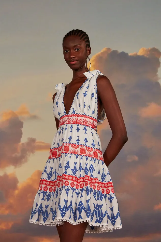 OffWhite Graphic Fishes Mini Dress Women Farm Rio Mini Dresses