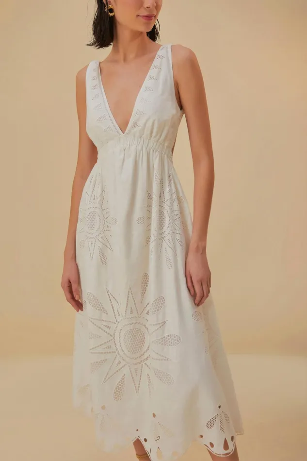 OffWhite Maxi Richelieu Lenzing Ecovero Euroflax Maxi Dress Women Farm Rio Maxi Dresses