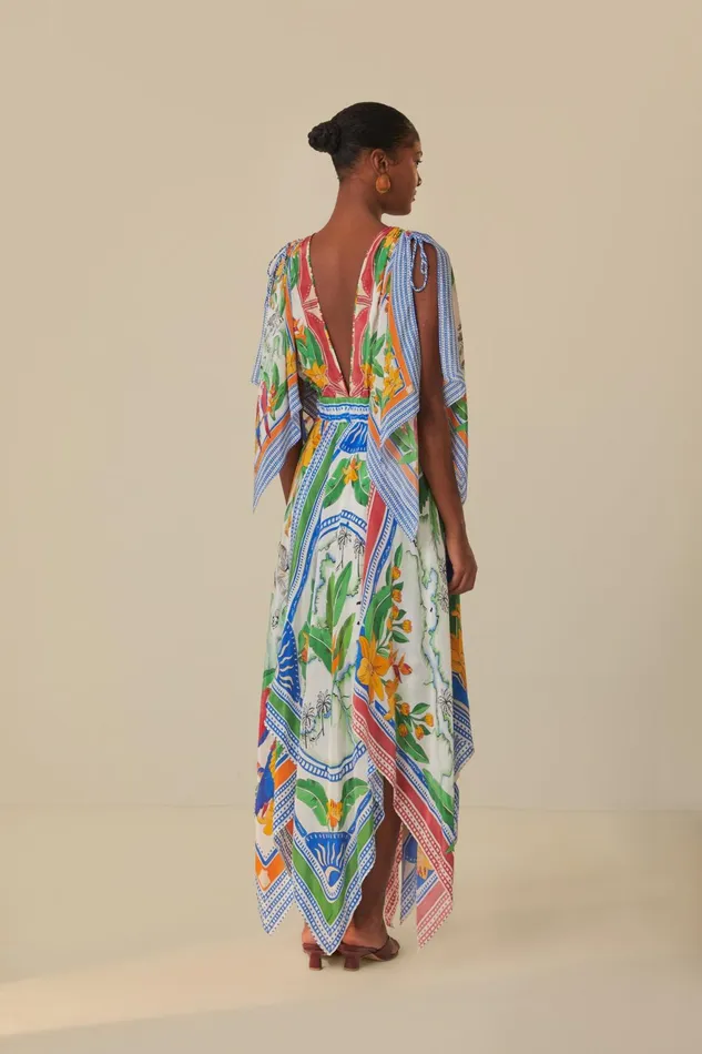 OffWhite Tropical Destination Kimono Sleeve Midi Dress Women Farm Rio Midi Dresses