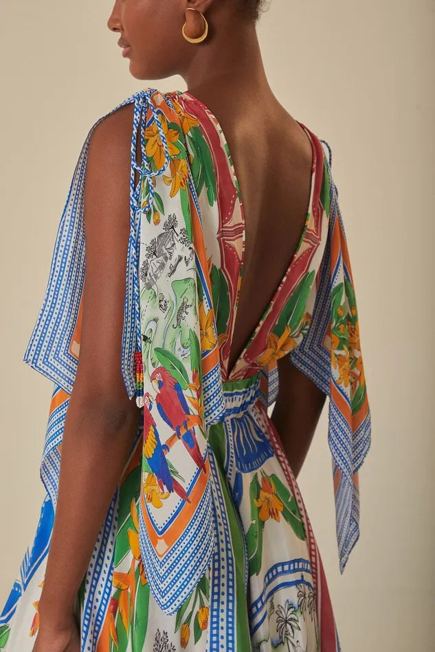 OffWhite Tropical Destination Kimono Sleeve Midi Dress Women Farm Rio Midi Dresses