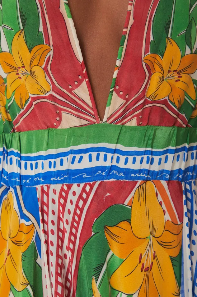 OffWhite Tropical Destination Kimono Sleeve Midi Dress Women Farm Rio Midi Dresses