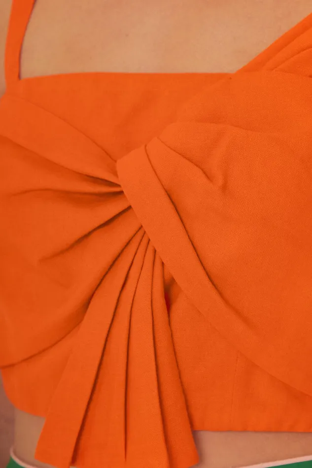 Orange Front Bow Top Women Farm Rio Crop Tops