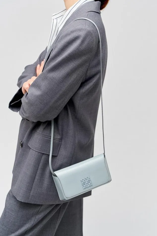 Oroton Baguette Bags Della Texture Small Baguette Dusk Blue 8211 Women